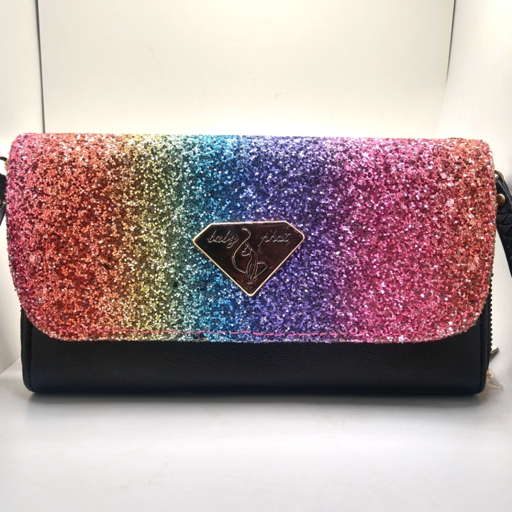 Baby Phat Glitter Crossbody and Wristlet Rainbow Bag